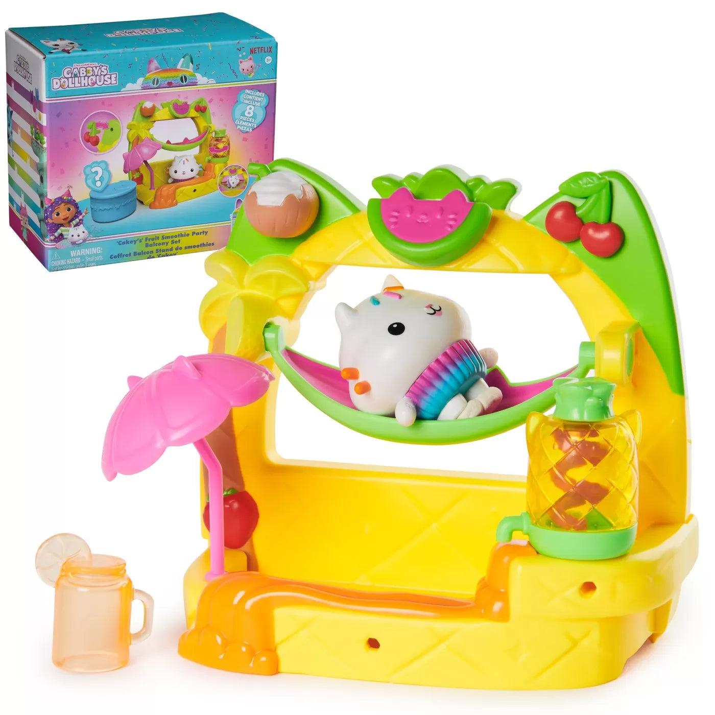 GABBYS DOLLHOUSE SET BALCON PENTRU PETRECEREA CU SMOOTHIE A LUI CAKEY, GABBYS DOLLHOUSE