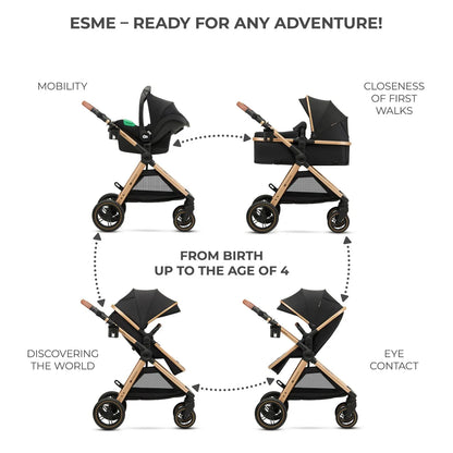 CARUCIOR KINDERKRAFT ESME, 3 IN 1, PURE BLACK, KINDERKRAFT