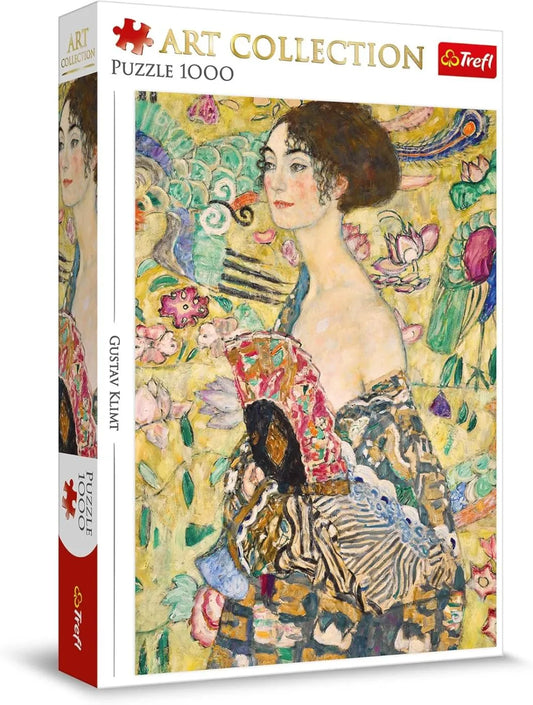 PUZZLE TREFL 1000 ART COLLECTION GUSTAV KLIMT DOAMNA CU EVANTAIUL, TREFL 1000P