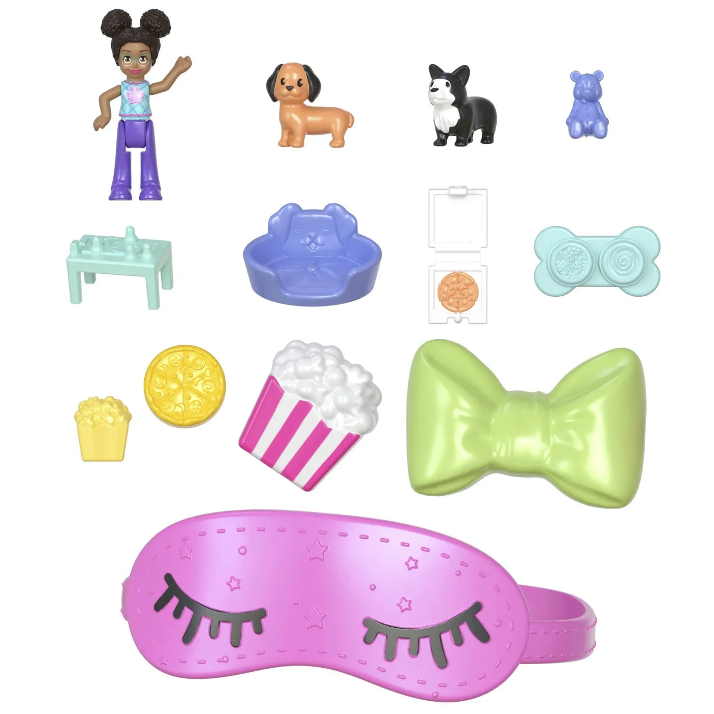 POLLY POCKET SET GENTUTA ANIMALUT CATELUS IN PIJAMA CU ACCESORII, POLLY POCKET