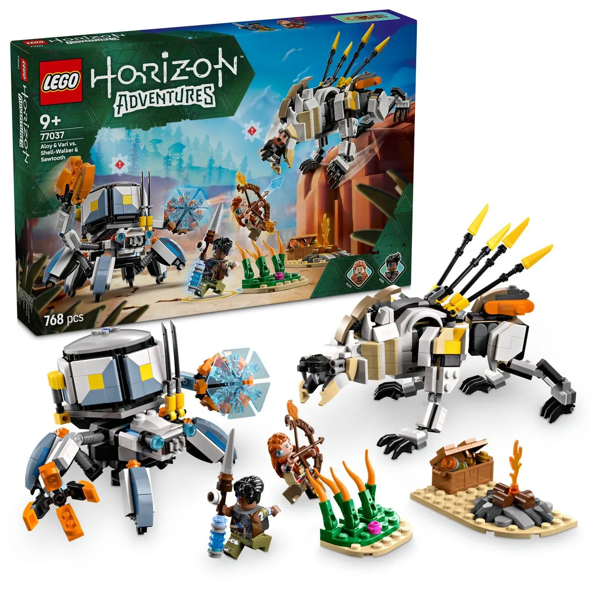 LEGO HORIZON ADVENTURES ALOY SI VARL VS SHELL WALKER SI SAWTOOTH 77037, LEGO HORIZON ADVENTURES
