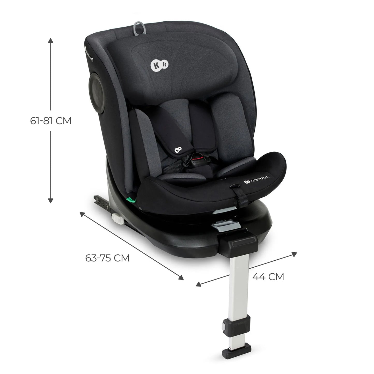SCAUN AUTO I-SIZE, 40-150 CM, KINDERKRAFT I-360, BLACK, KINDERKRAFT