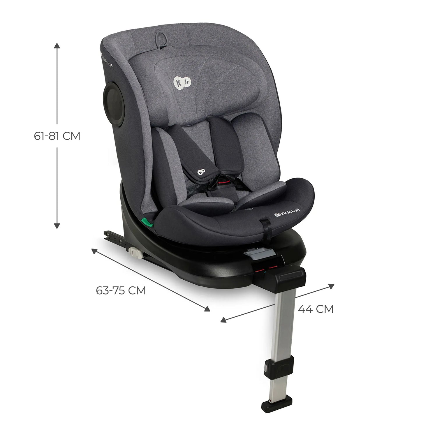 SCAUN AUTO I-SIZE, 40-150 CM, KINDERKRAFT I-360, GREY, KINDERKRAFT
