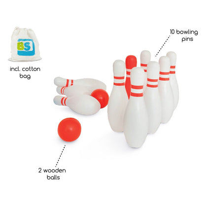 Set de bowling din lemn, BS Toys