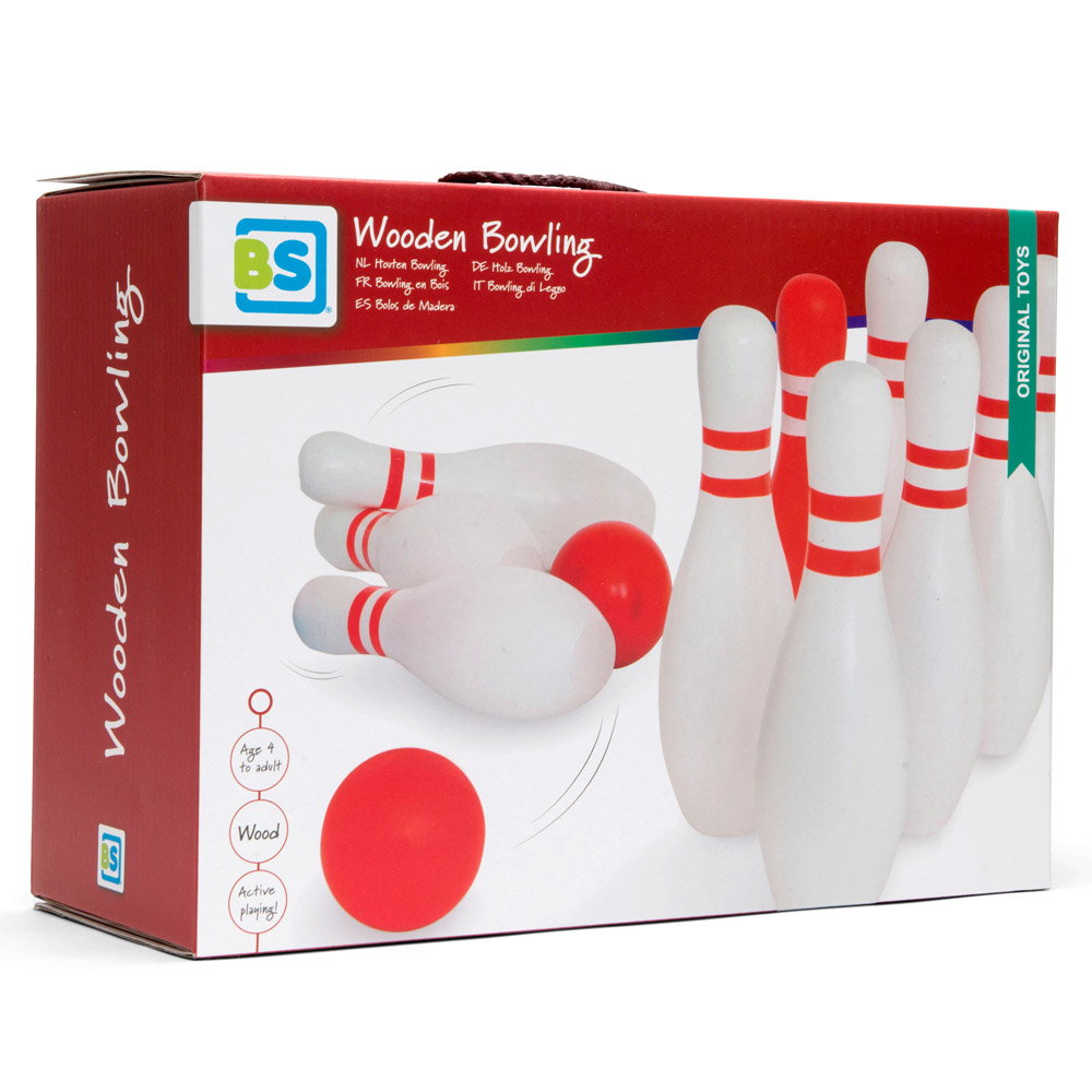 Set de bowling din lemn, BS Toys