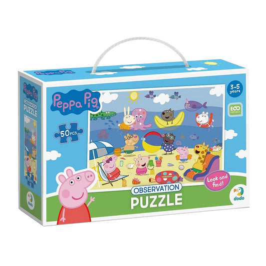 Puzzle de observare Peppa Pig, Vacanta de vara, 50 piese, Dodo Toys