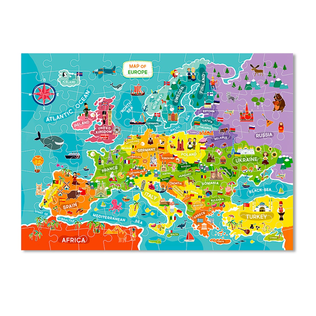 Puzzle Harta Europei, 100 piese, Dodo Toys