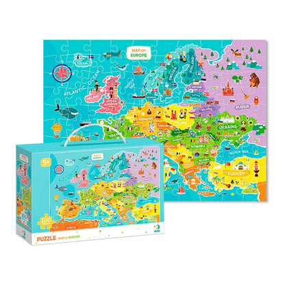 Puzzle Harta Europei, 100 piese, Dodo Toys