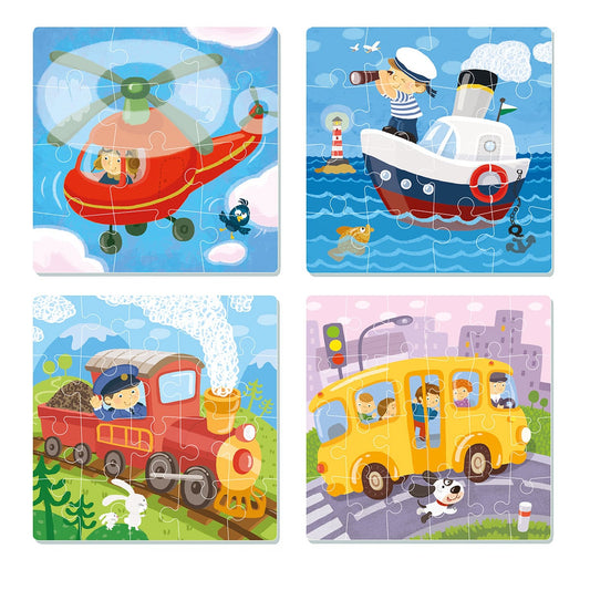 Vehicule, puzzle 4 in 1, Dodo Toys