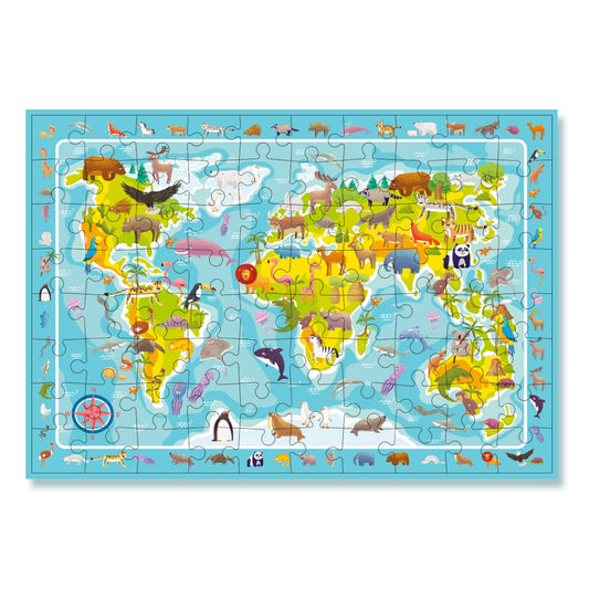 Puzzle de observare, Animalele lumii, 80 piese, Dodo Toys