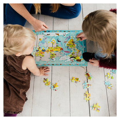 Puzzle de observare, Animalele lumii, 80 piese, Dodo Toys