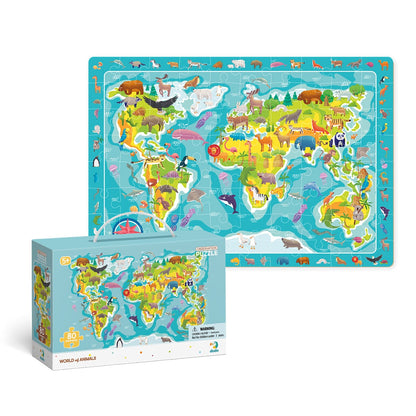 Puzzle de observare, Animalele lumii, 80 piese, Dodo Toys