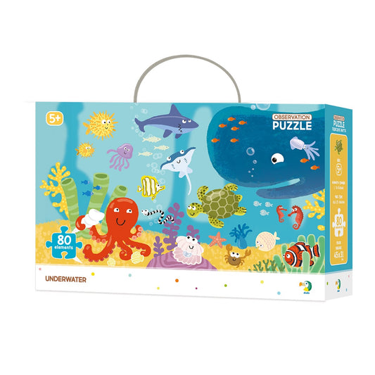 Puzzle de observare, Animale marine, 80 piese, Dodo Toys