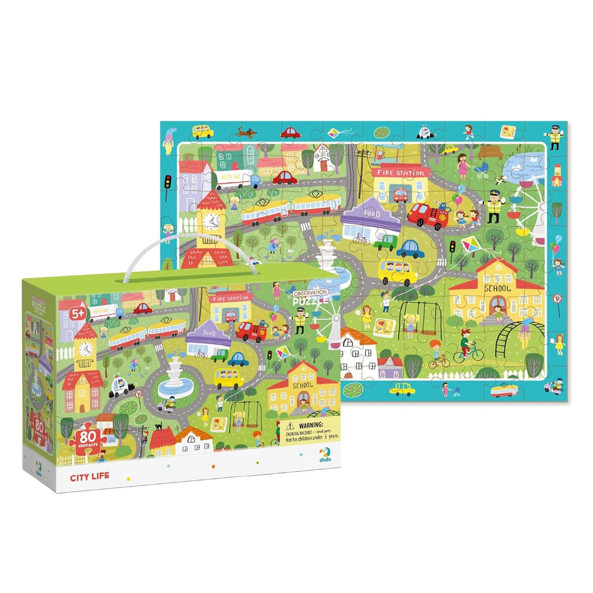 Puzzle de observare, City life, 80 piese, Dodo Toys