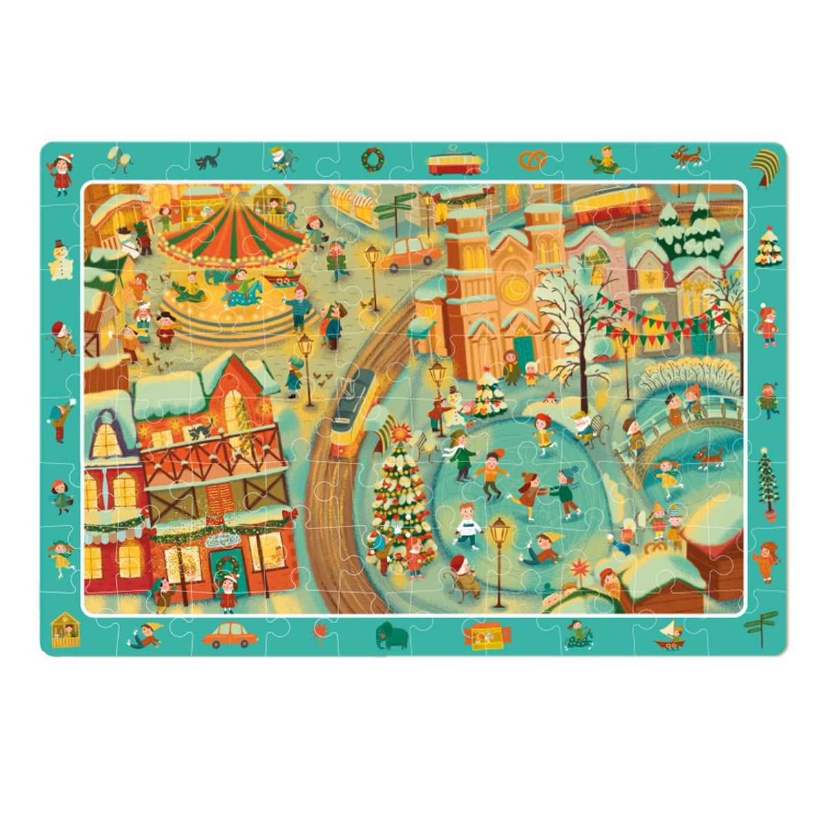 Puzzle de observare, Iarna in oras, 80 piese, Dodo Toys