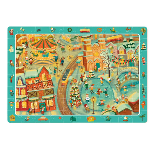 Puzzle de observare, Iarna in oras, 80 piese, Dodo Toys