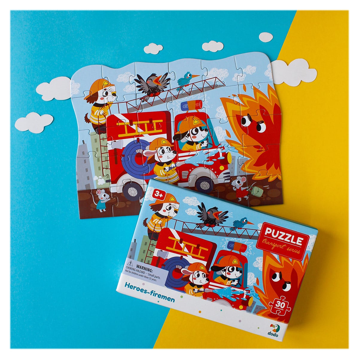Puzzle educativ, Eroii pompieri, 30 piese, Dodo Toys