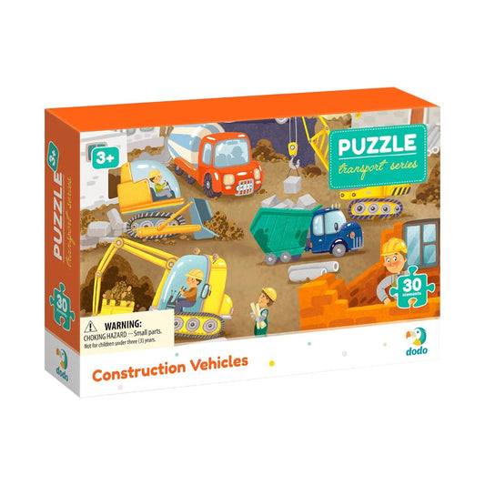 Puzzle educativ, Vehicule de constructie, 30 piese, Dodo Toys
