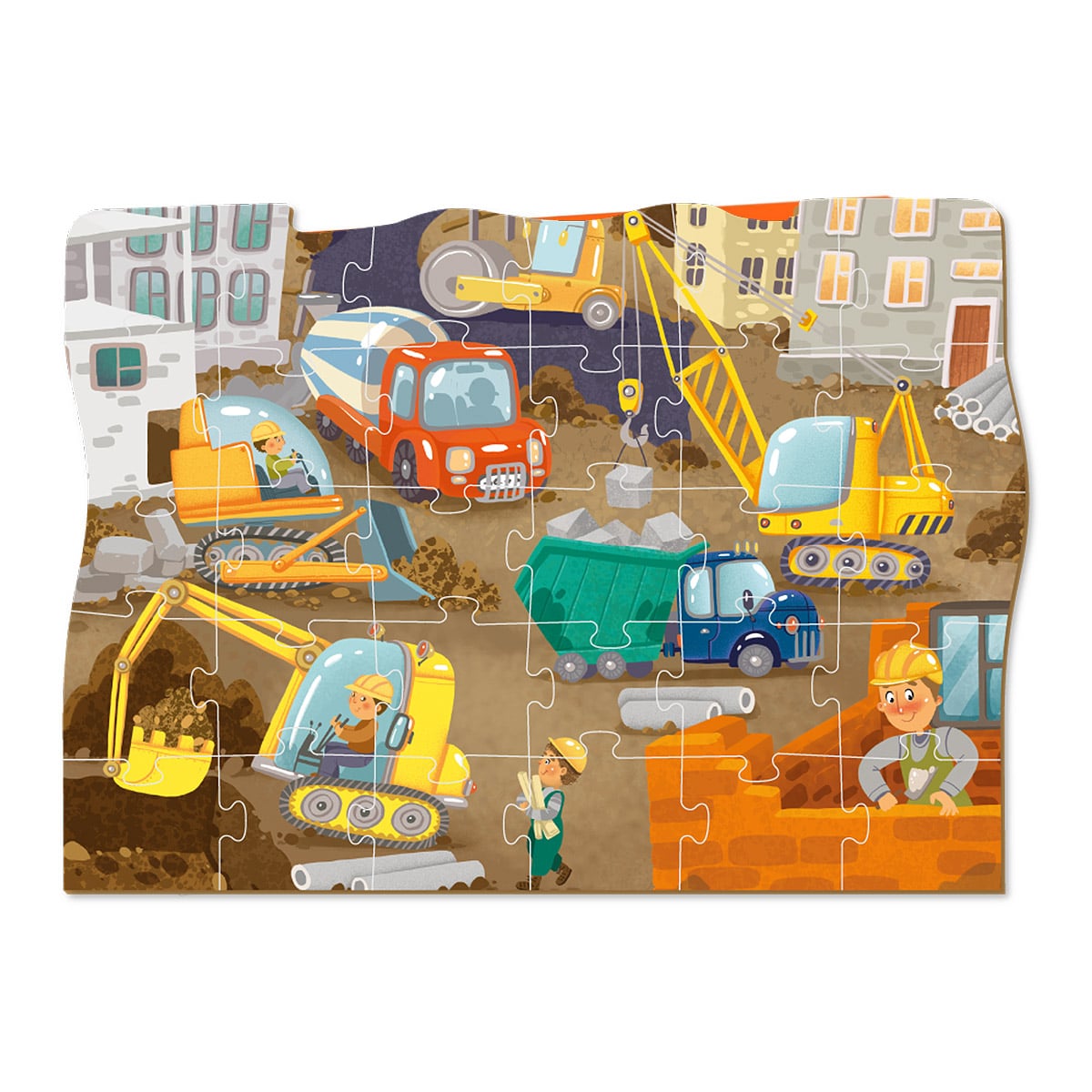Puzzle educativ, Vehicule de constructie, 30 piese, Dodo Toys