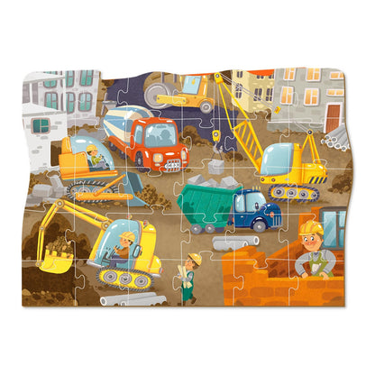 Puzzle educativ, Vehicule de constructie, 30 piese, Dodo Toys