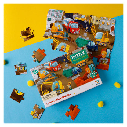 Puzzle educativ, Vehicule de constructie, 30 piese, Dodo Toys