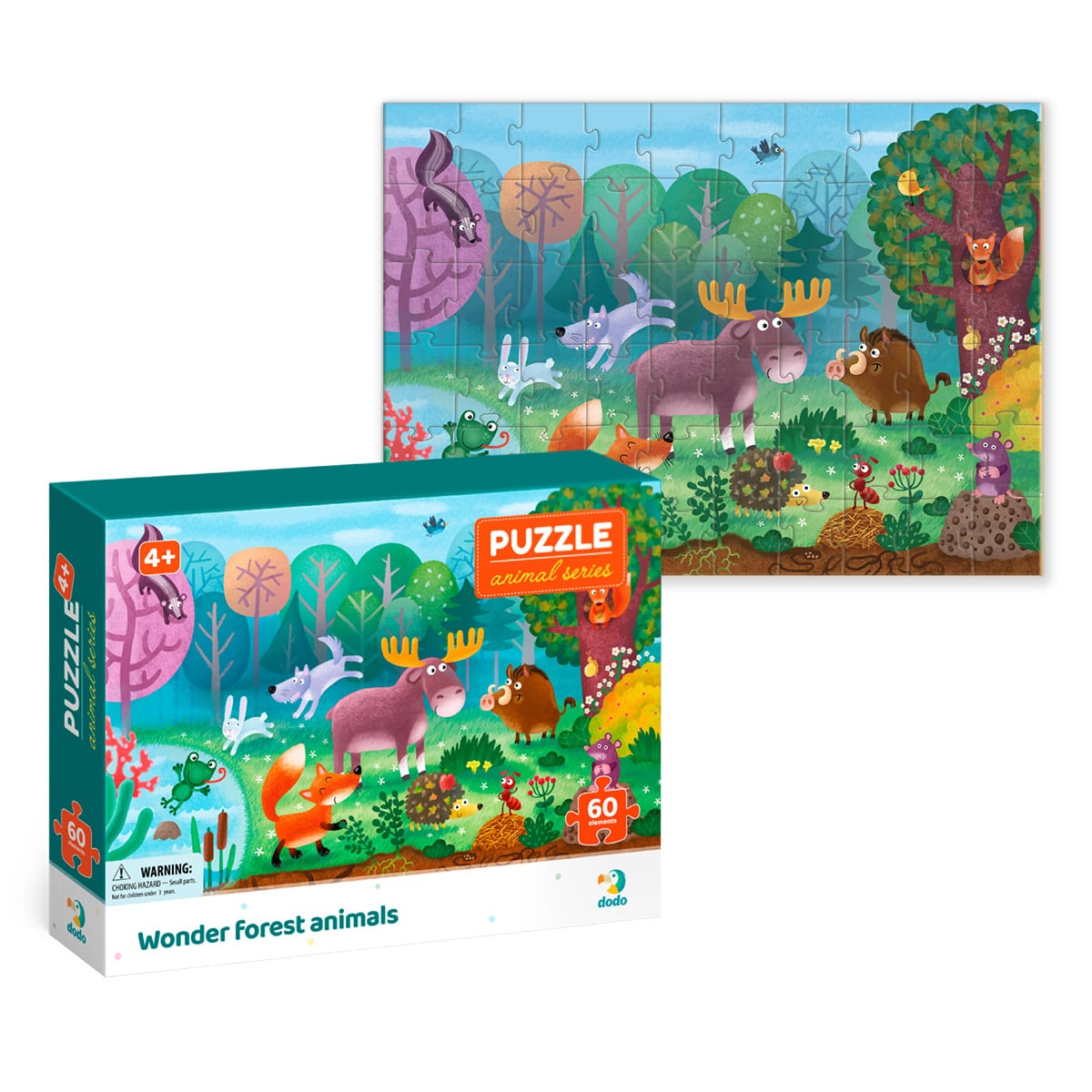 Puzzle 60 de piese, Animalele din Padurea Minunata, Dodo Toys
