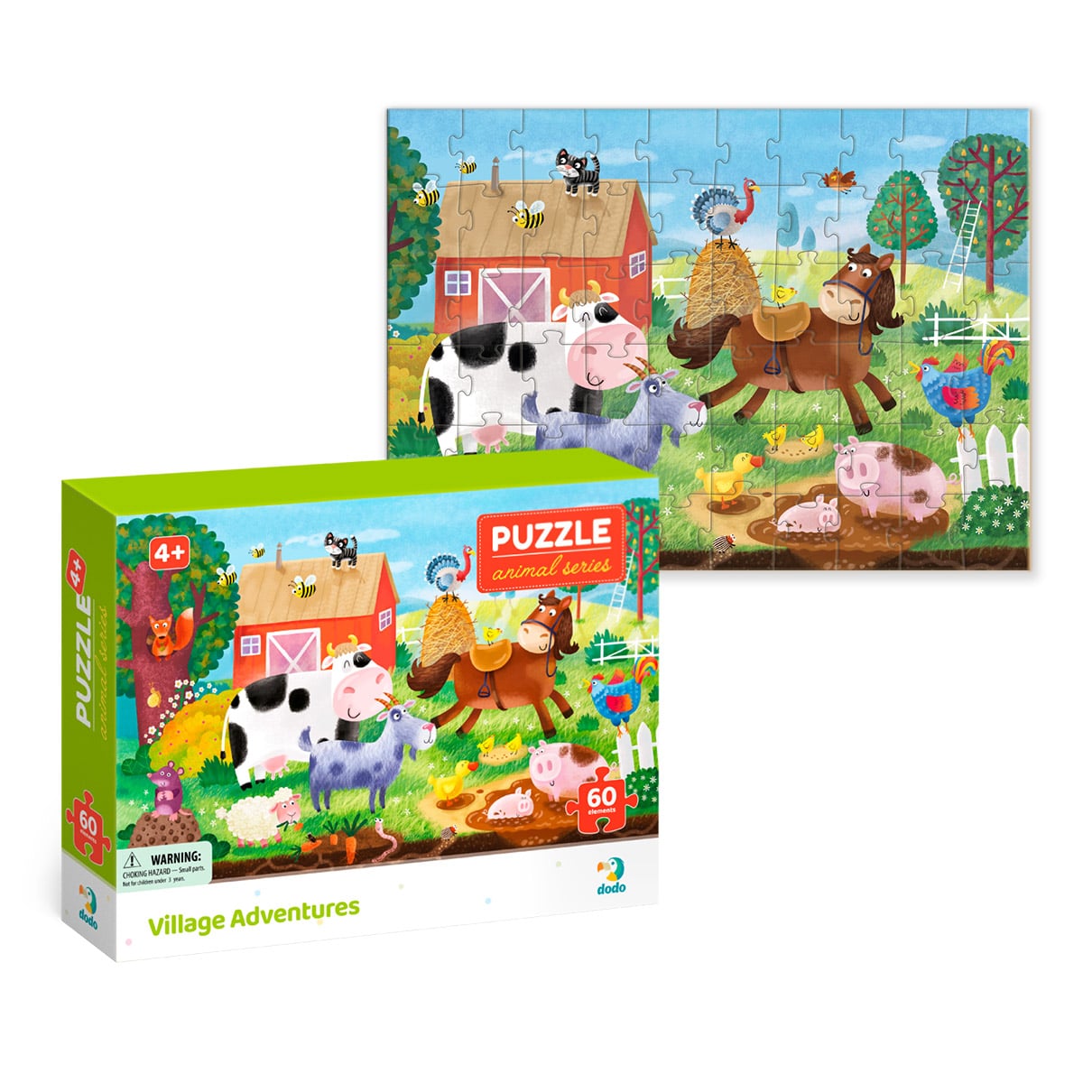 Puzzle 60 de piese, Aventuri la ferma, Dodo Toys