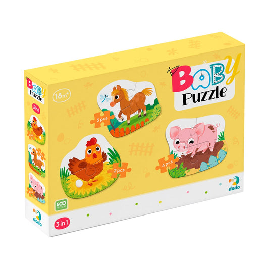 O zi la ferma, puzzle 3 in 1, Dodo Toys