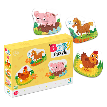 O zi la ferma, puzzle 3 in 1, Dodo Toys