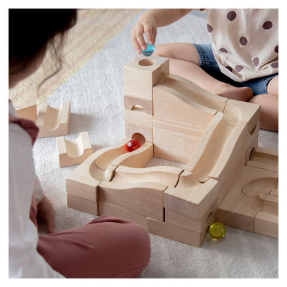 Traseu modular din lemn cu bile, 40 de piese, Guidecraft