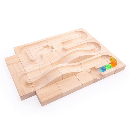 Traseu modular din lemn cu bile, 40 de piese, Guidecraft