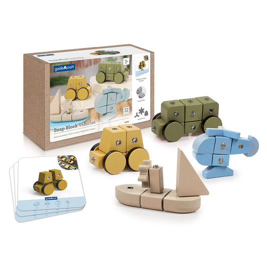 Snap Block Vehicles, blocuri de constructie din lemn, 32 piese, Guidecraft