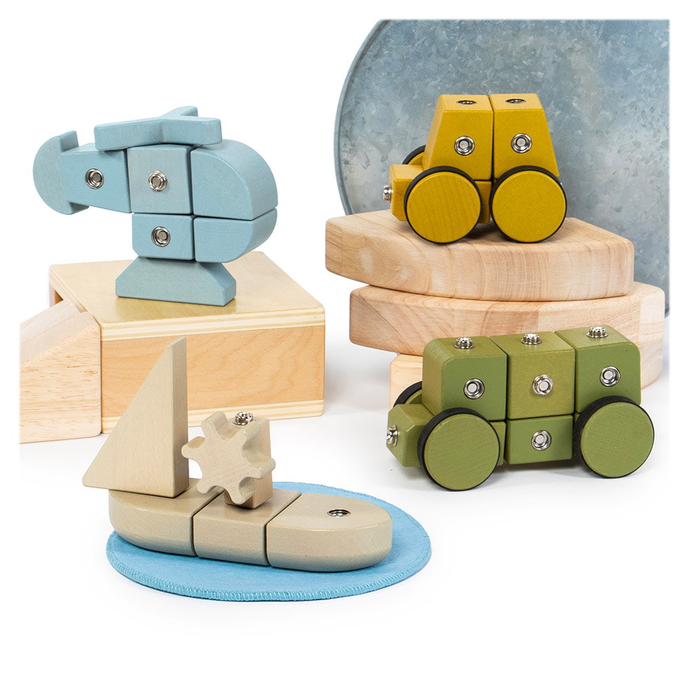 Snap Block Vehicles, blocuri de constructie din lemn, 32 piese, Guidecraft