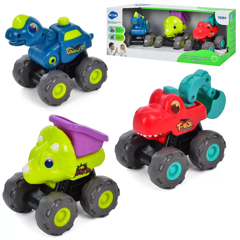 SET VEHICULE DINOZAURI CU SISTEM PULL-BACK, HOLA