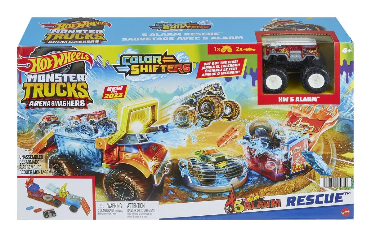 HOT WHEELS MONSTER TRUCK ARENA SMASHERS COLOR SHIFTERS SALVAREA LUI 5ALARM, HOT WHEELS - MONSTER TRUCK