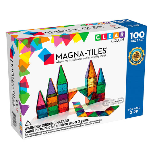MAGNA-TILES Clear Colors, set magnetic 100 piese, Magna-Tiles