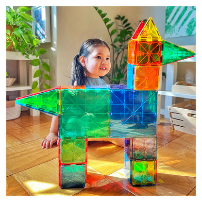 MAGNA-TILES Clear Colors, set magnetic 100 piese, Magna-Tiles
