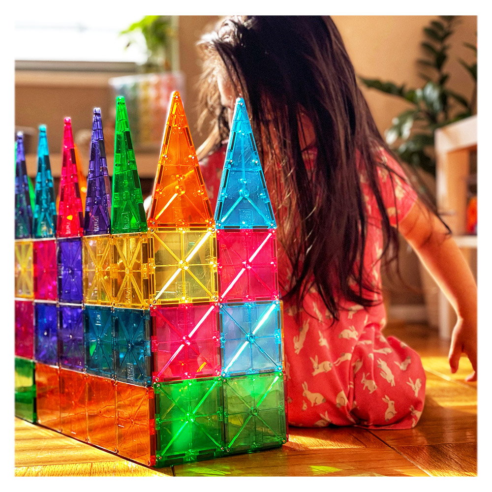 MAGNA-TILES Clear Colors, set magnetic 100 piese, Magna-Tiles