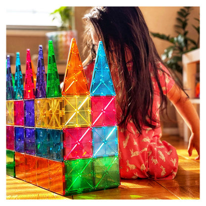 MAGNA-TILES Clear Colors, set magnetic 100 piese, Magna-Tiles