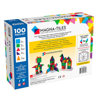 MAGNA-TILES Clear Colors, set magnetic 100 piese, Magna-Tiles
