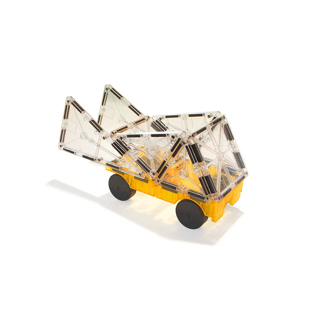 MAGNA-TILES Extensie, 2 masinute Galben si Verde, Magna-Tiles