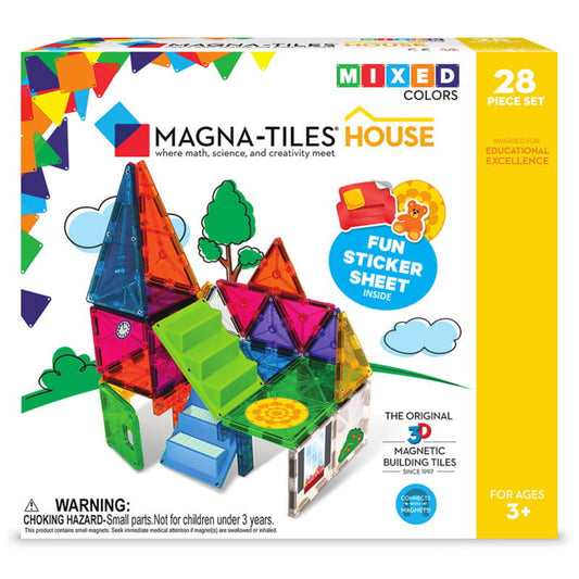 MAGNA-TILES House, set magnetic cu autocolante, 28 piese, Magna-Tiles