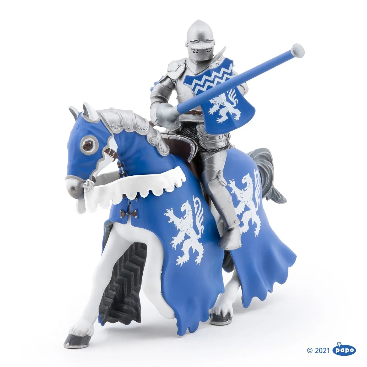 PAPO FIGURINA CAL CU ARMURA ALBASTRA, PERSONAJE MEDIEVALE FANTASTICE