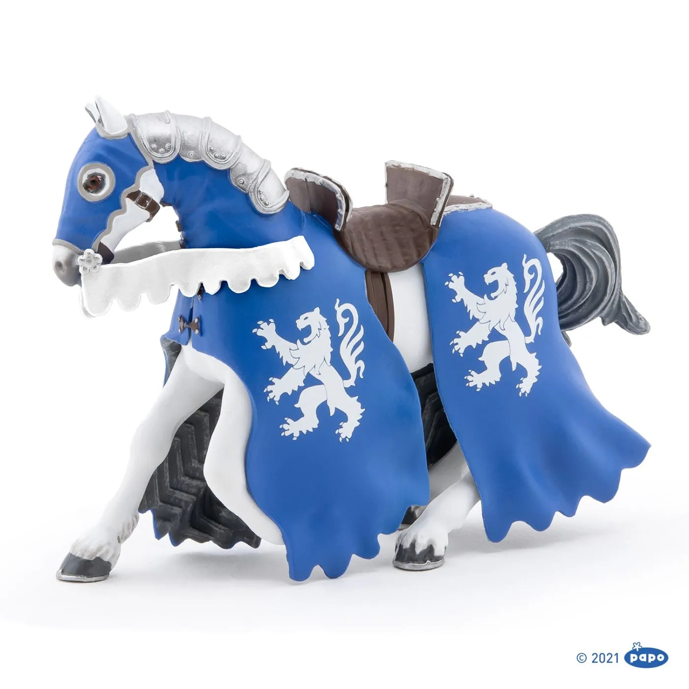 PAPO FIGURINA CAL CU ARMURA ALBASTRA, PERSONAJE MEDIEVALE FANTASTICE