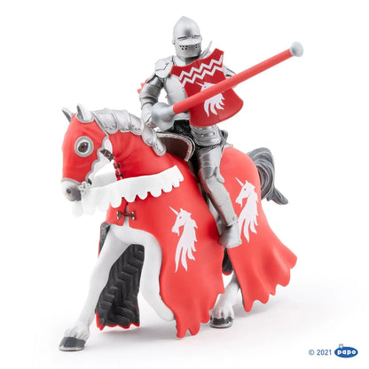 PAPO FIGURINA CAVALER CU SULITA SI SCUT ROSU, PERSONAJE MEDIEVALE FANTASTICE