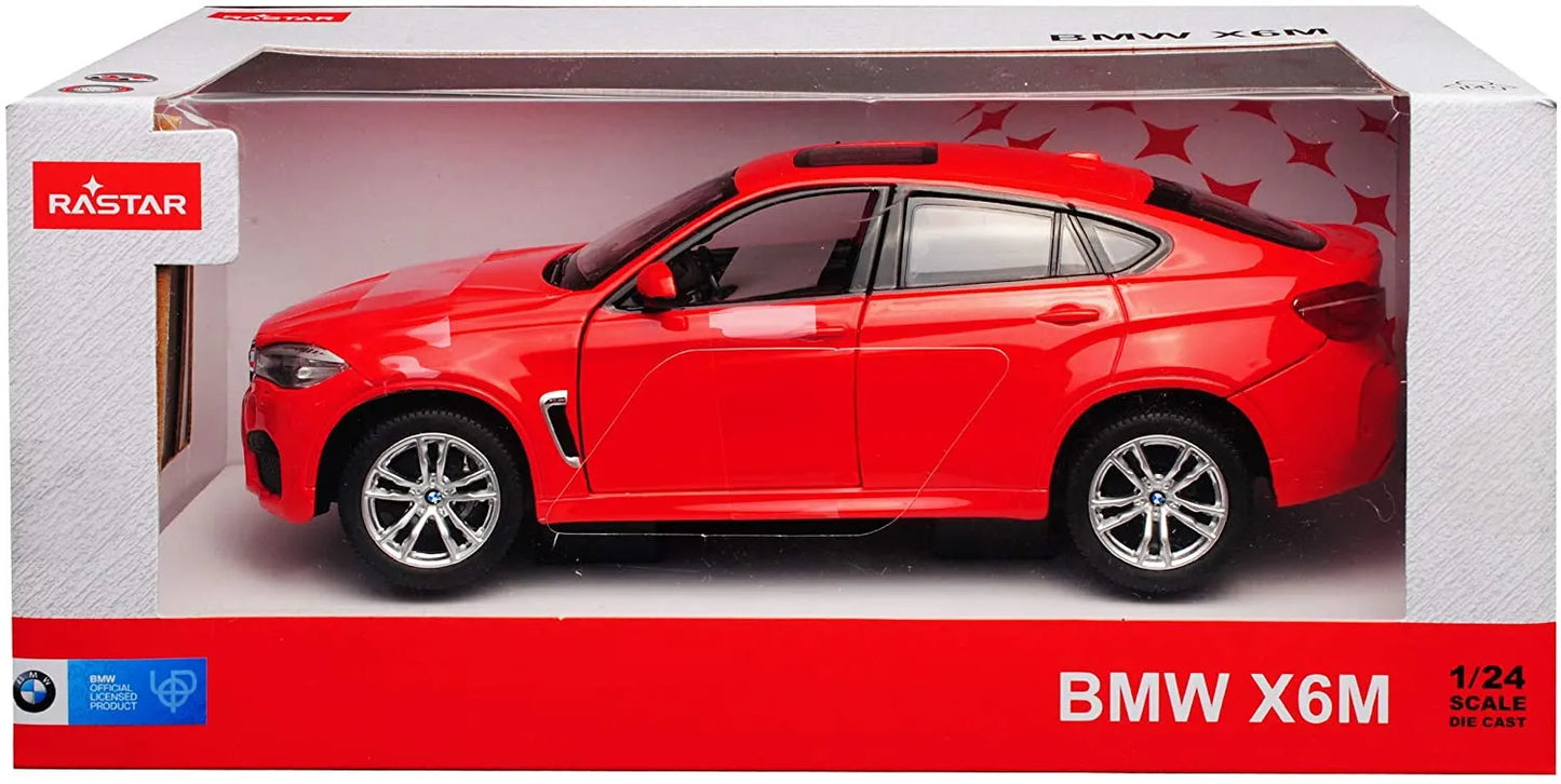 MASINUTA METALICA BMW X6M ROSU SCARA 1 LA 24, RASTAR METAL 1:24