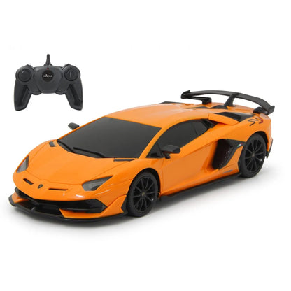 MASINA CU TELECOMANDA LAMBORGHINI AVENTADOR SVJ PORTOCALIU CU SCARA 1 LA 24, RASTAR 1:24