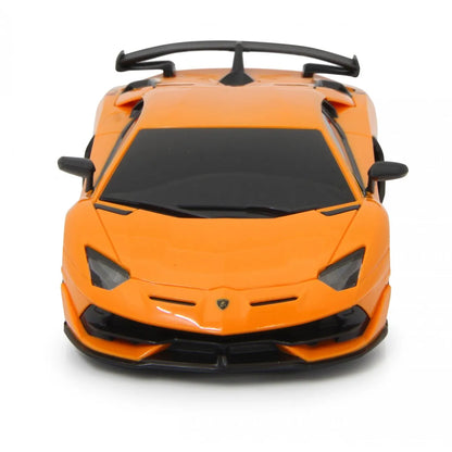 MASINA CU TELECOMANDA LAMBORGHINI AVENTADOR SVJ PORTOCALIU CU SCARA 1 LA 24, RASTAR 1:24