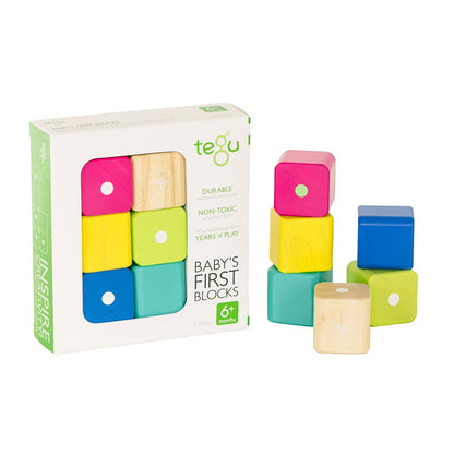 Tegu Baby 6, primele blocuri din lemn magnetic, 6 buc., Tegu