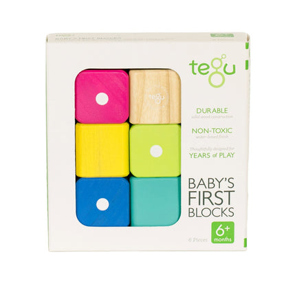 Tegu Baby 6, primele blocuri din lemn magnetic, 6 buc., Tegu